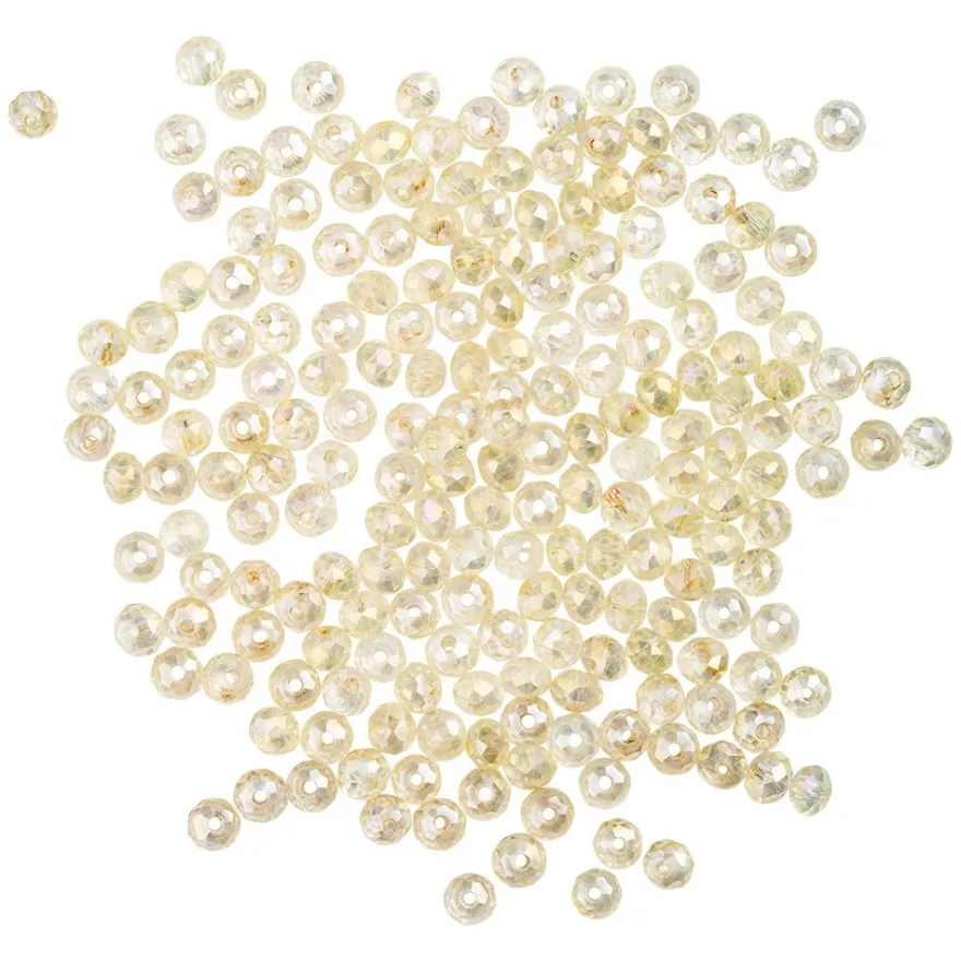 Perlen, rund, Ø 3mm, facettiert, klar, irisierend, 200 Stück