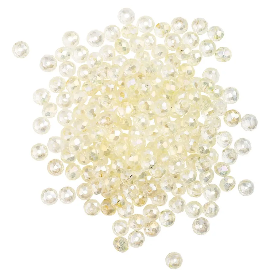 Perlen, rund, Ø 4mm, facettiert, klar, irisierend, 180 Stück