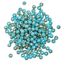 Perlen, rund, Ø 4mm, facettiert, zweifarbig, türkis, grüngold-metallic, 180 Stück