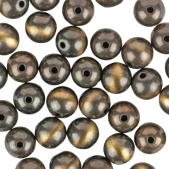Perlen, Rund, Tigerauge, Ø 0,9cm, braun-hellbraun, 32 Stück