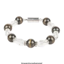 Perlen, Rund, Tigerauge, Ø 0,9cm, braun-hellbraun, 32 Stück