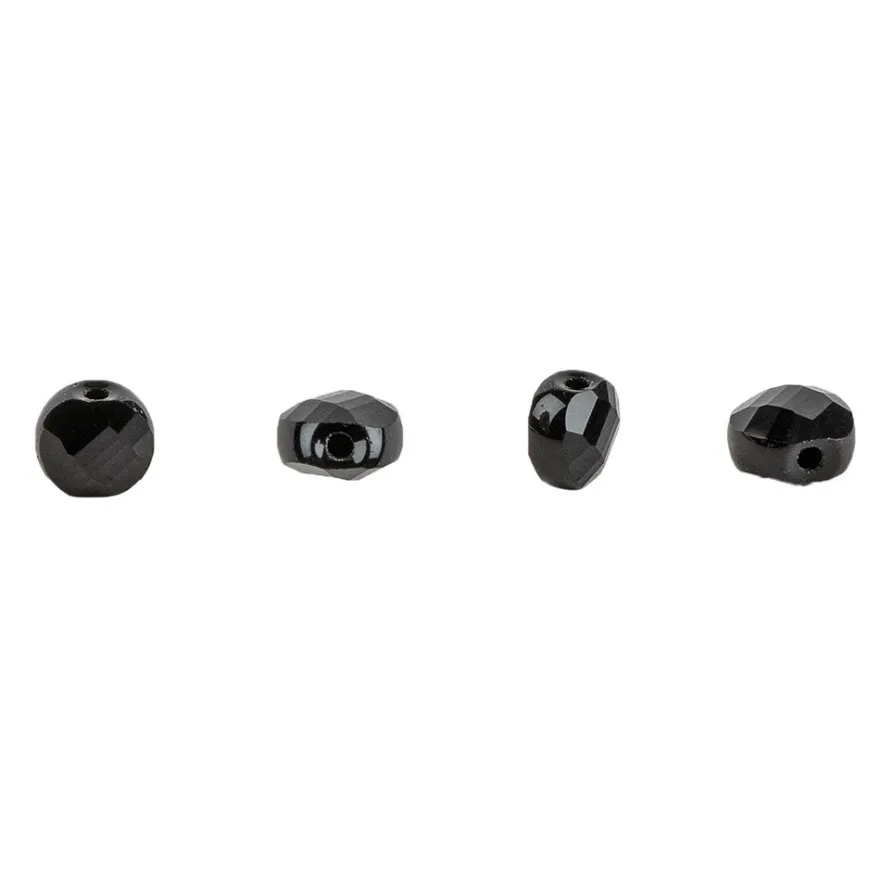 Perlen, Scheiben, glänzend, 5mm x 6mm, 38cm langer Strang, schwarz, facettiert, 60 Stück