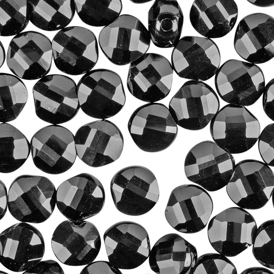 Perlen, Scheiben, glänzend, 5mm x 6mm, 38cm langer Strang, schwarz, facettiert, 60 Stück