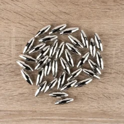 Perlen, Stabperle, facettiert, 1cm x 2,9cm, silber, 34 Stück