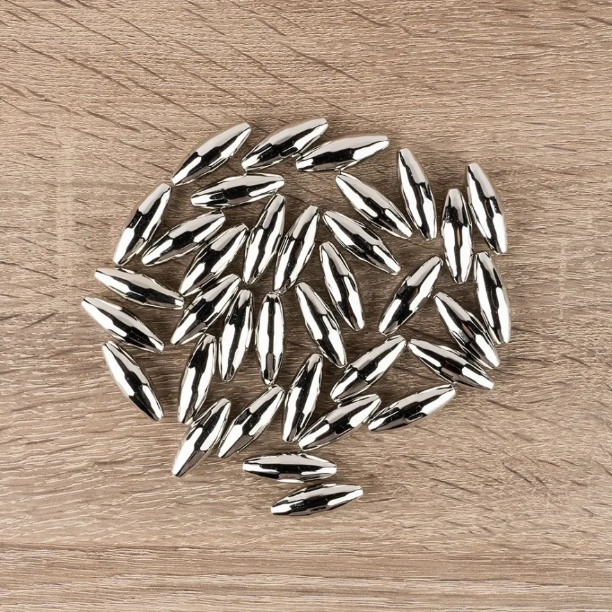 Perlen, Stabperle, facettiert, 1cm x 2,9cm, silber, 34 Stück