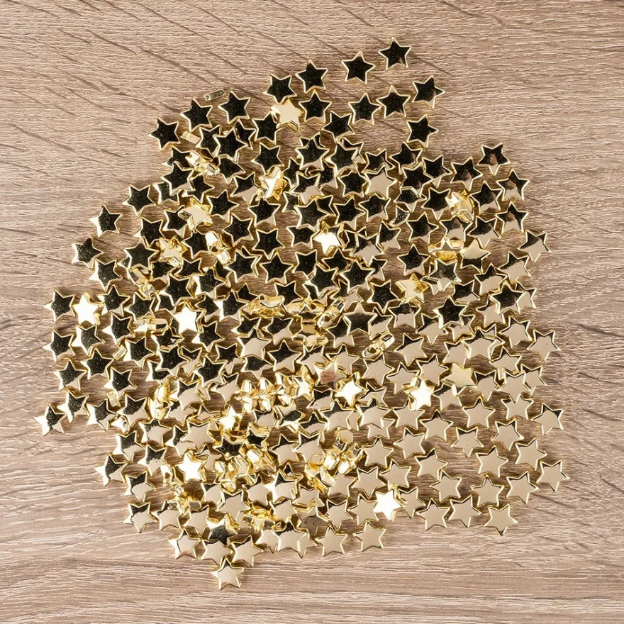 Perlen, Stern 1, flach, 1cm x 0,4cm, hellgold, 250 Stück