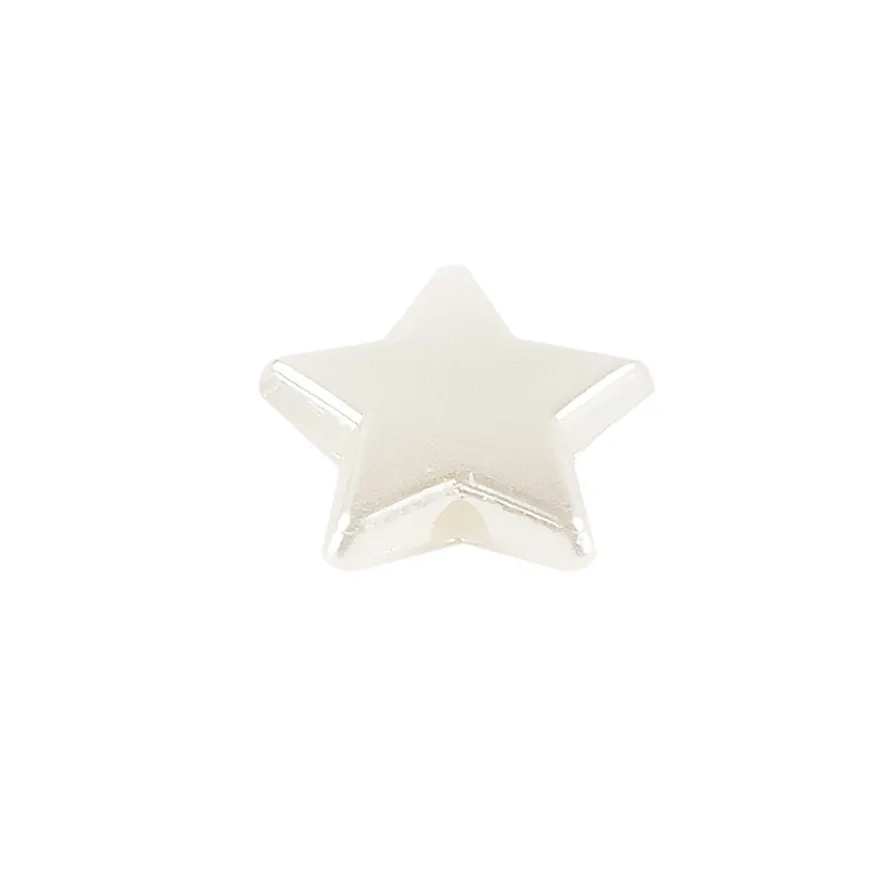 Perlen, Stern 1, flach, 1cm x 0,4cm, perlmutt-weiß, 420 Stück