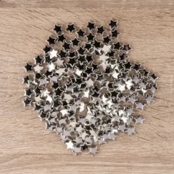 Perlen, Stern 1, flach, 1,4cm x 0,4cm, silber, 150 Stück