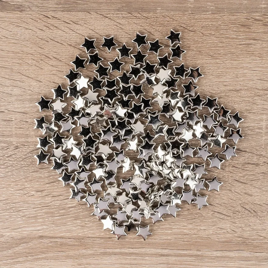 Perlen, Stern 1, flach, 1,4cm x 0,4cm, silber, 150 Stück