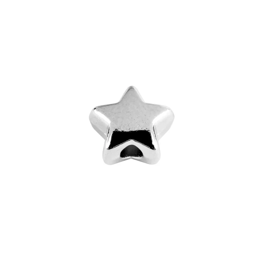 Perlen, Stern 1, flach, 0,7cm x 0,4cm, silber, 510 Stück
