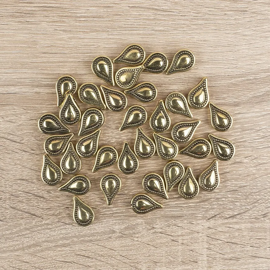 Perlen, Tropfen, 2cm x 1,3cm, antik-gold, 36 Stück