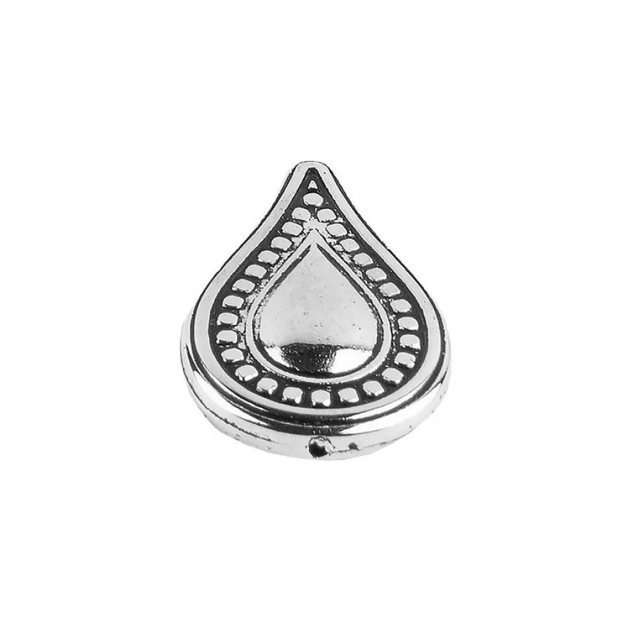 Perlen, Tropfen, 3,5cm x 2,2cm, antik-silber, 10 Stück