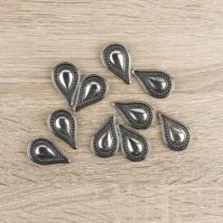Perlen, Tropfen, 3,5cm x 2,2cm, antik-silber, 10 Stück
