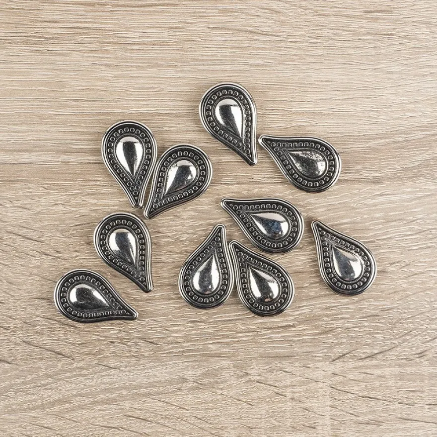 Perlen, Tropfen, 3,5cm x 2,2cm, antik-silber, 10 Stück