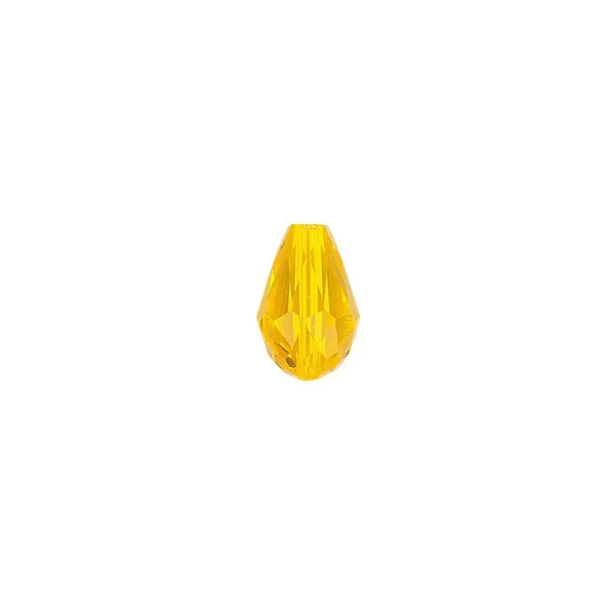 Perlen, Tropfen, facettiert, 1cm x 1,4cm, goldgelb, 15 Stück