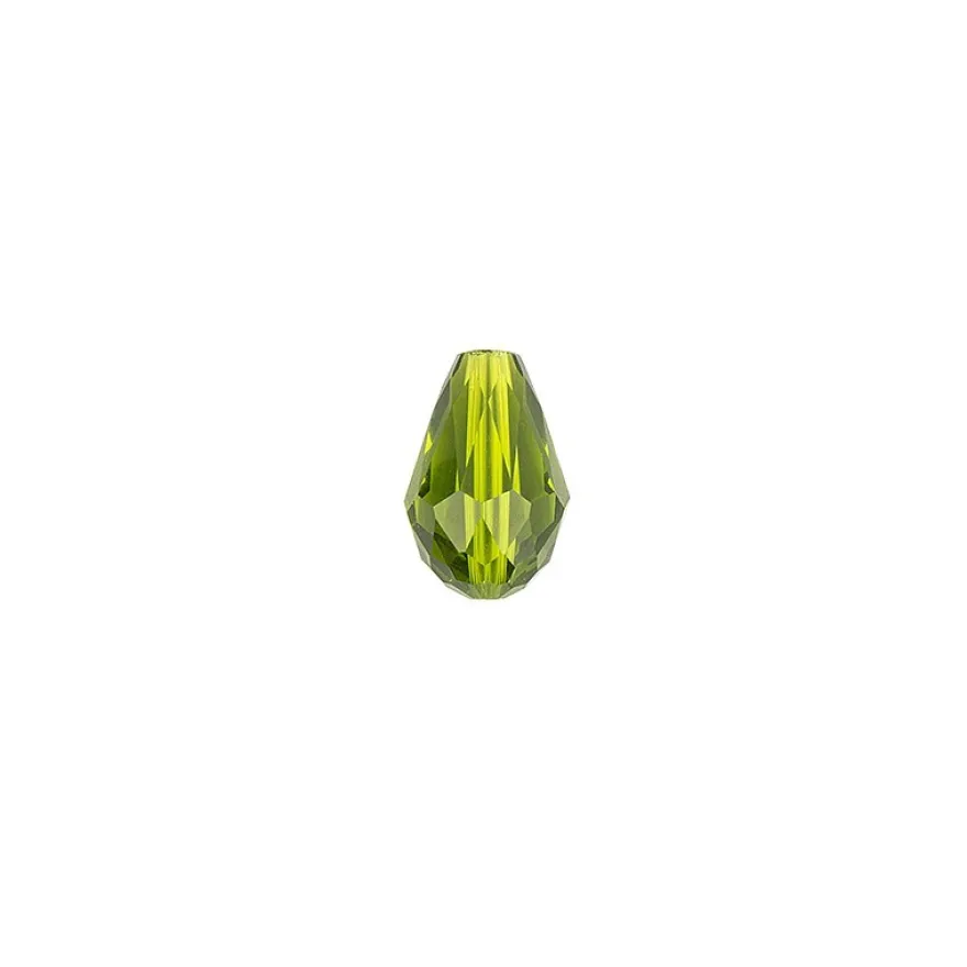 Perlen, Tropfen, facettiert, 1cm x 1,4cm, olivgrün, 15 Stück