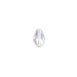 Perlen, Tropfen, facettiert, 0,6cm x 0,8cm, transparent-irisierend, 30 Stück