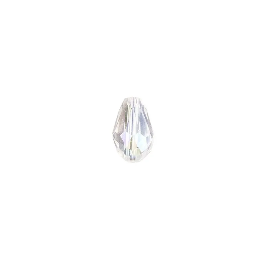 Perlen, Tropfen, facettiert, 0,6cm x 0,8cm, transparent-irisierend, 30 Stück