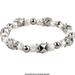Perlen-Vielfalt in Kunststoff-Box, verschiedene Perlensorten, 500g, metallic, silber
