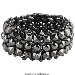 Perlen-Vielfalt in Kunststoff-Box, verschiedene Perlensorten, 500g, metallic, anthrazit