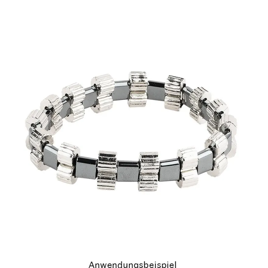 Perlen, Zylinder, geriffelt, 0,5cm x 0,6cm, silber, 370 Stück