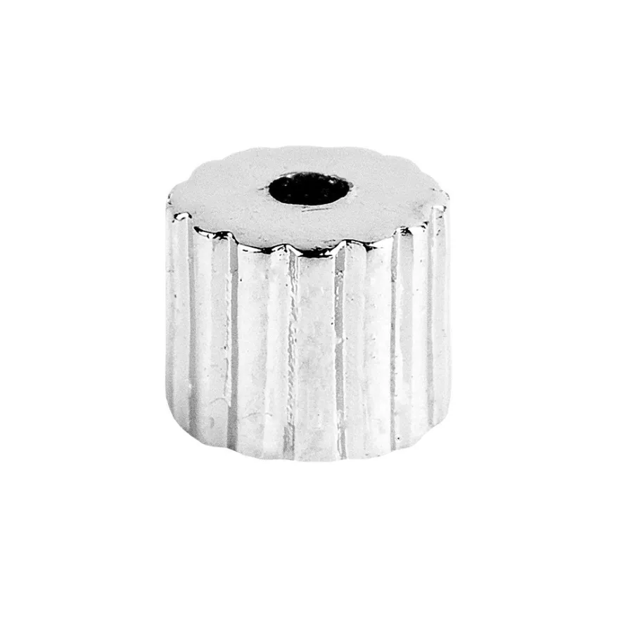 Perlen, Zylinder, geriffelt, 0,5cm x 0,6cm, silber, 370 Stück