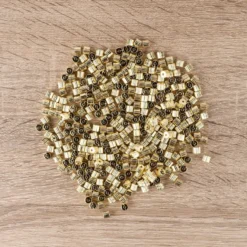 Perlen, Zylinder, geriffelt, 0,5cm x 0,6cm, hellgold, 370 Stück