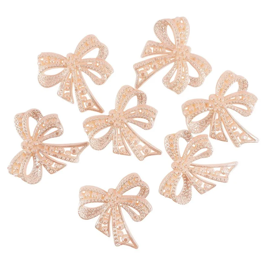 Perlmutt-Schmucksteine, Schleife, 4,5cm x 4,5cm, apricot, 7 Stück