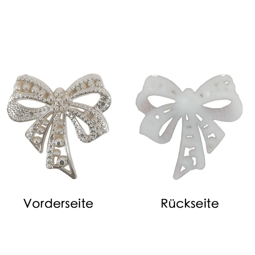 Perlmutt-Schmucksteine, Schleife, 4,5cm x 4,5cm, champagner, 7 Stück