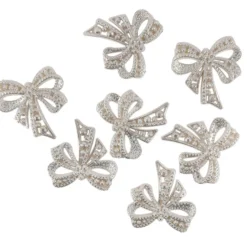 Perlmutt-Schmucksteine, Schleife, 4,5cm x 4,5cm, champagner, 7 Stück