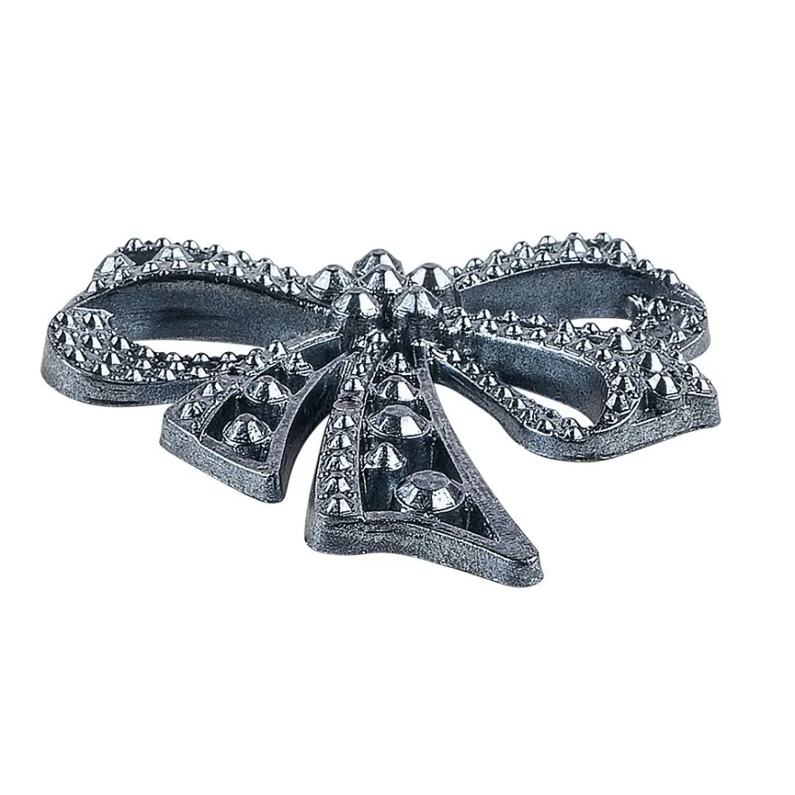 Perlmutt-Schmucksteine, Schleife, 4,5cm x 4,5cm, blausilber, 7 Stück