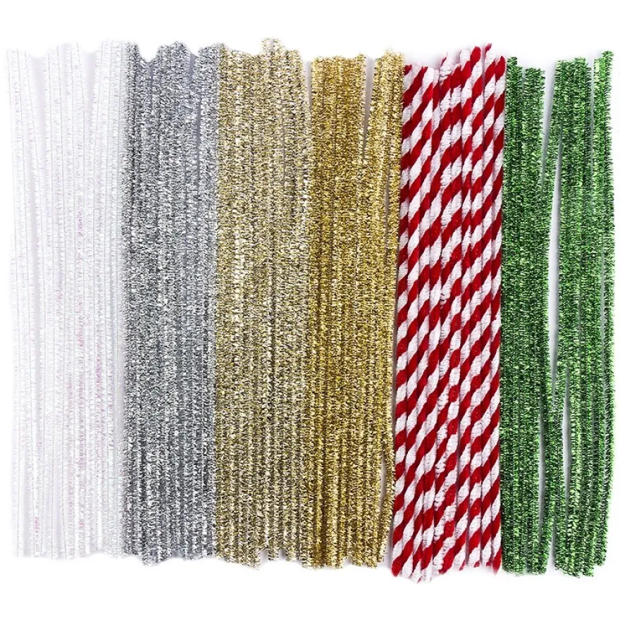 Pfeifenreiniger, Metallic, Plüsch & Glitzer, 30cm lang, 60 Stück