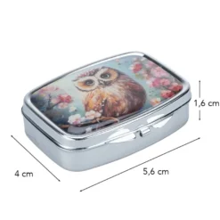 Pillendosen Eulen, 5,6cm x 4cm x 1,6cm, 2 Designs, 2 Stück