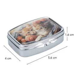 Pillendosen Katzen, 5,6cm x 4cm x 1,6cm, 2 Designs, 2 Stück