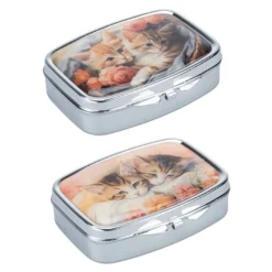 Pillendosen Katzen, 5,6cm x 4cm x 1,6cm, 2 Designs, 2 Stück