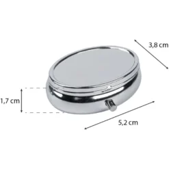 Pillendosen oval, 3,8cm x 5,2cm x 1,7cm, silber, 2 Stück