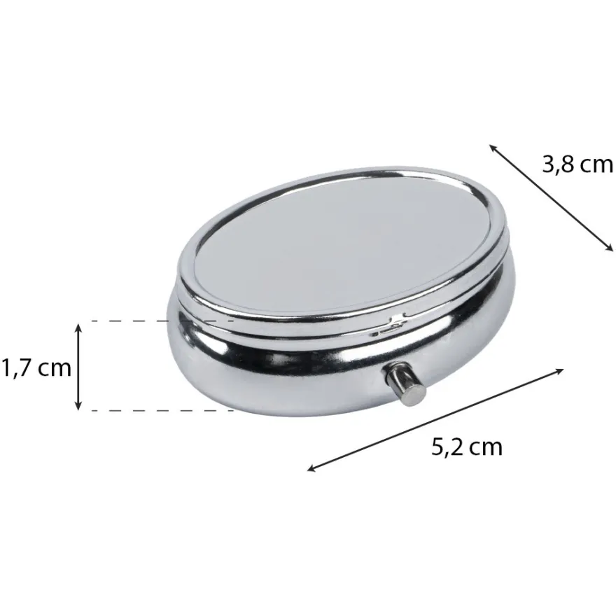 Pillendosen oval, 3,8cm x 5,2cm x 1,7cm, silber, 2 Stück