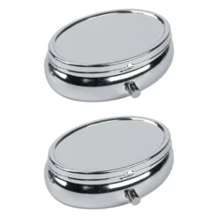 Pillendosen oval, 3,8cm x 5,2cm x 1,7cm, silber, 2 Stück