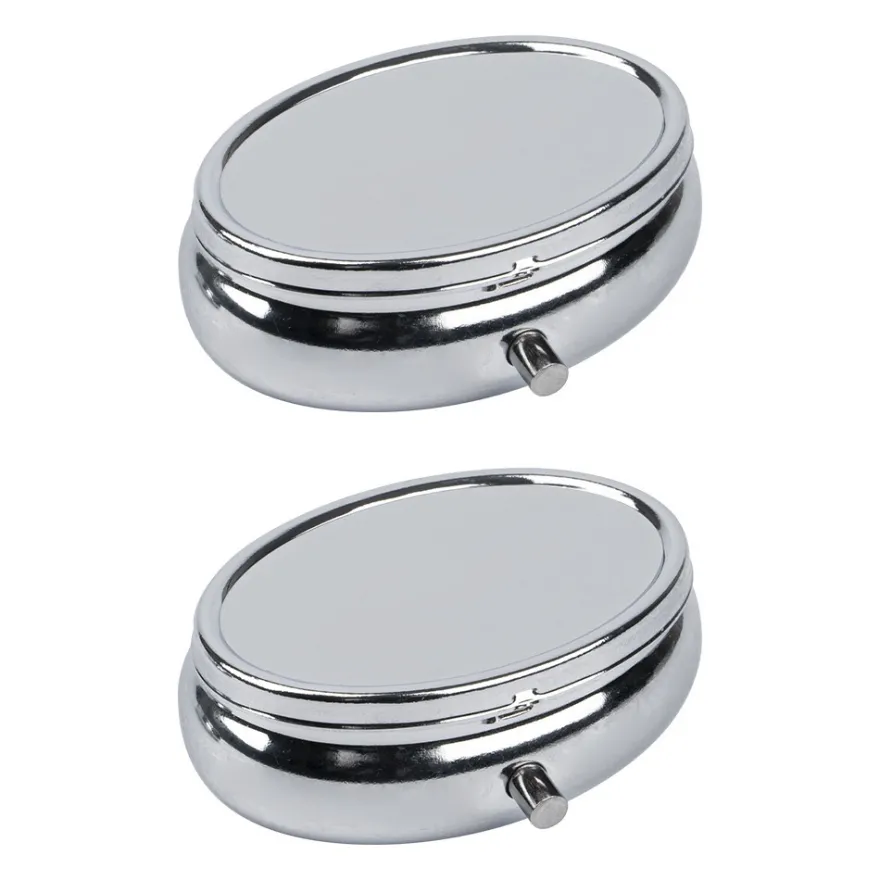 Pillendosen oval, 3,8cm x 5,2cm x 1,7cm, silber, 2 Stück