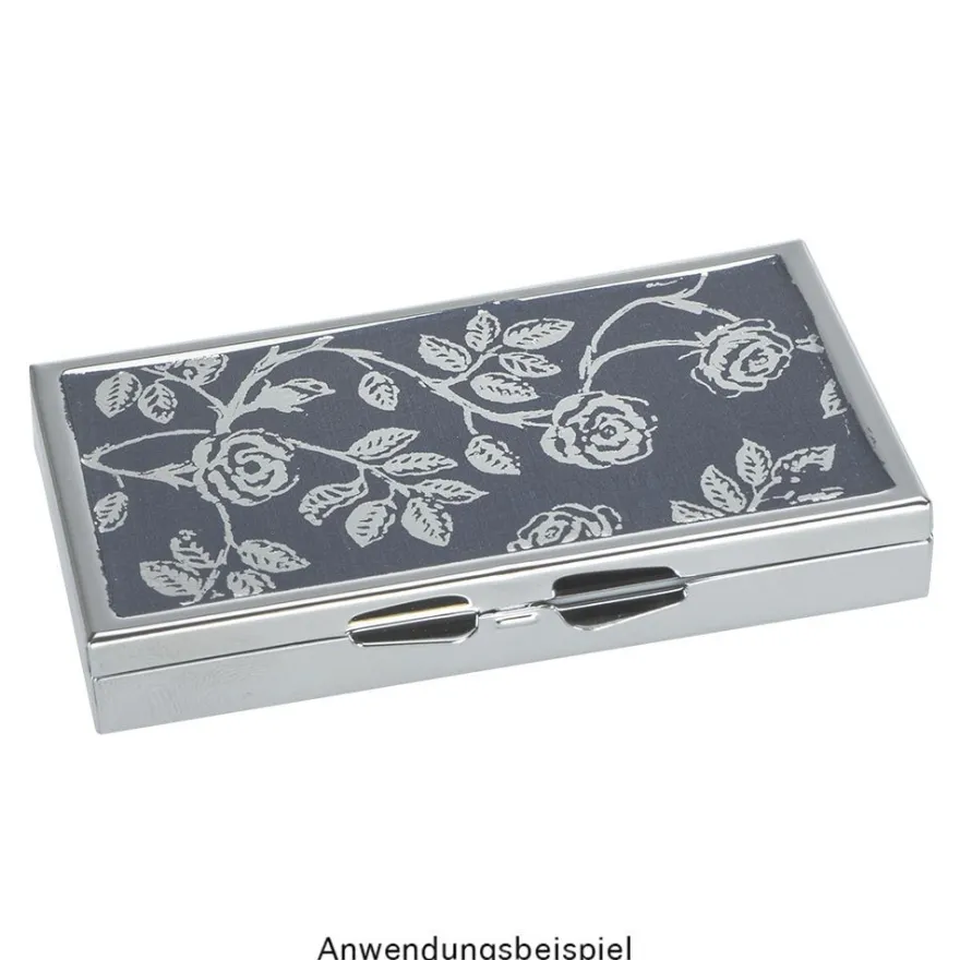 Pillendosen rechteckig, 4,5cm x 8,2cm x 1,2cm, silber, 2 Stück