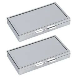 Pillendosen rechteckig, 4,5cm x 8,2cm x 1,2cm, silber, 2 Stück