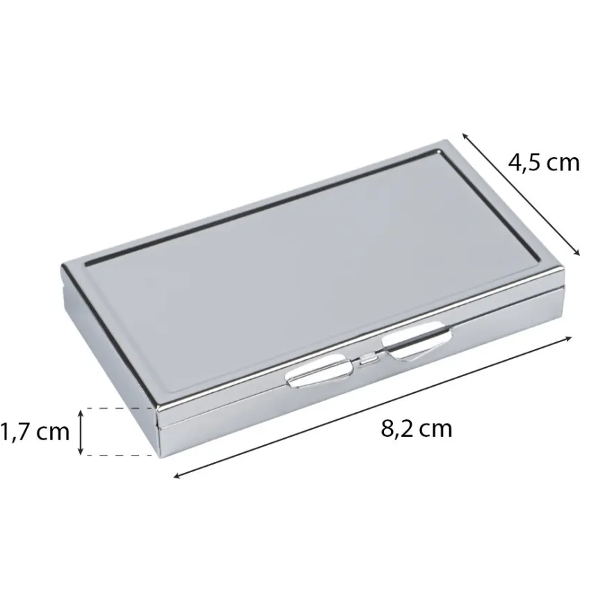 Pillendosen rechteckig, 4,5cm x 8,2cm x 1,2cm, silber, 2 Stück