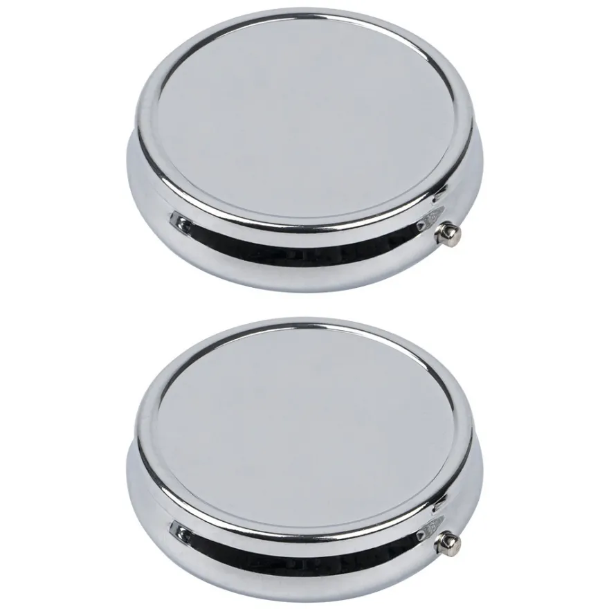 Pillendosen rund, Ø 5cm, 1,4cm hoch, silber, 2 Stück