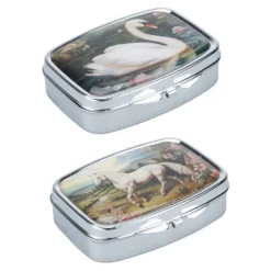Pillendosen Schwan & Pferd, 5,6cm x 4cm x 1,6cm, 2 Designs, 2 Stück