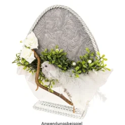 Plüsch-Federvögel, 15cm x 3,5cm x 3,5cm, grau mit silbernen Highlights, mit Clip, 3 Stück