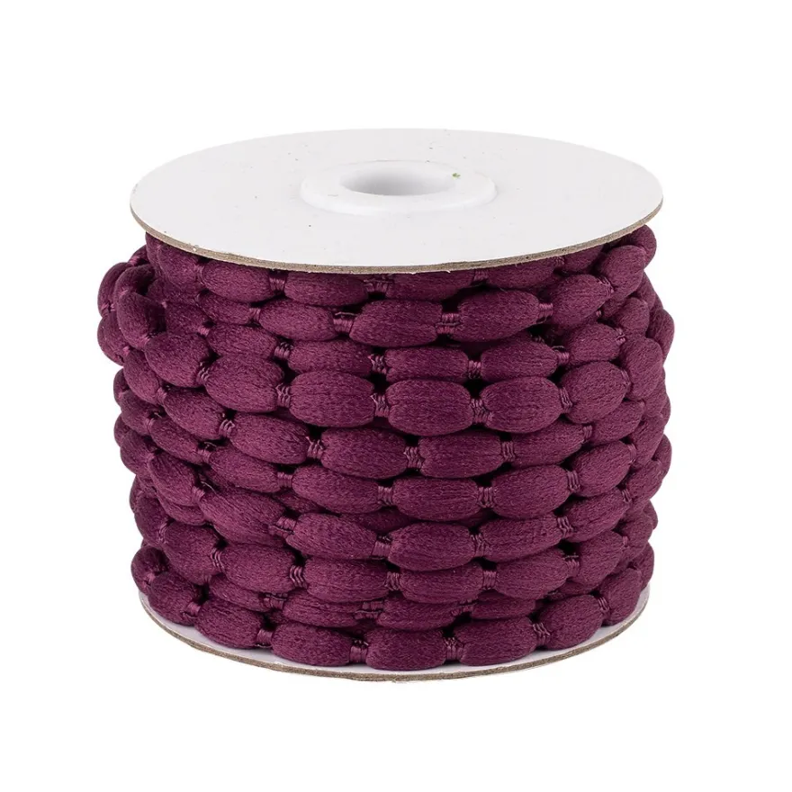 Pompon-Band, Ø 1cm, 10m, auf Rolle, aubergine