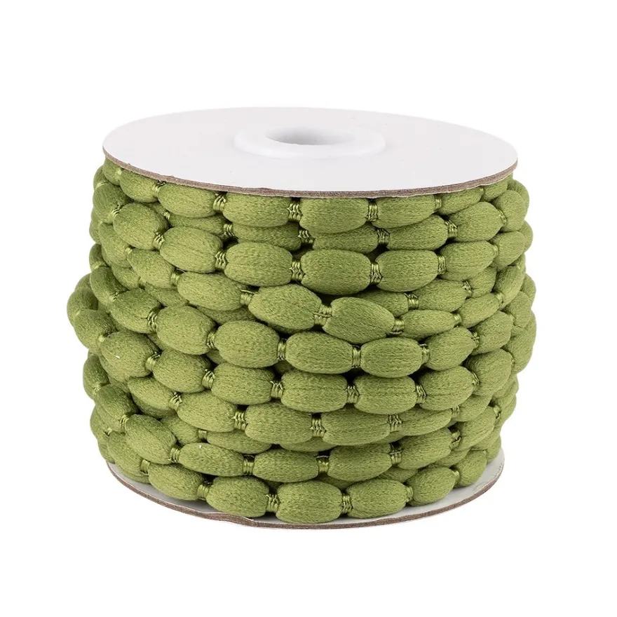 Pompon-Band, Ø 1cm, 10m, auf Rolle, grün