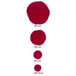 Pompons, Pink-, Rot- & Orangetöne, versch. Farben und Größen, 500 Stück