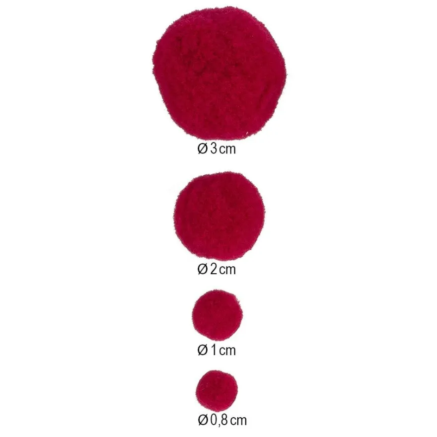Pompons, Pink-, Rot- & Orangetöne, versch. Farben und Größen, 500 Stück