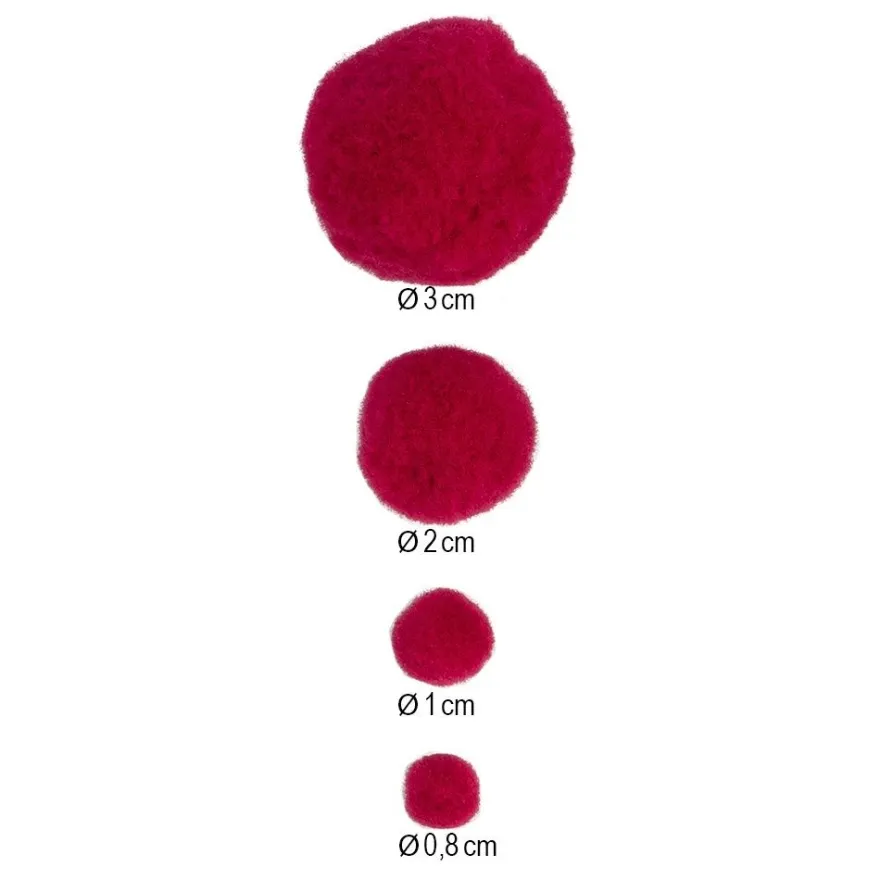 Pompons, Violett- & Rosatöne, versch. Farben und Größen, 500 Stück